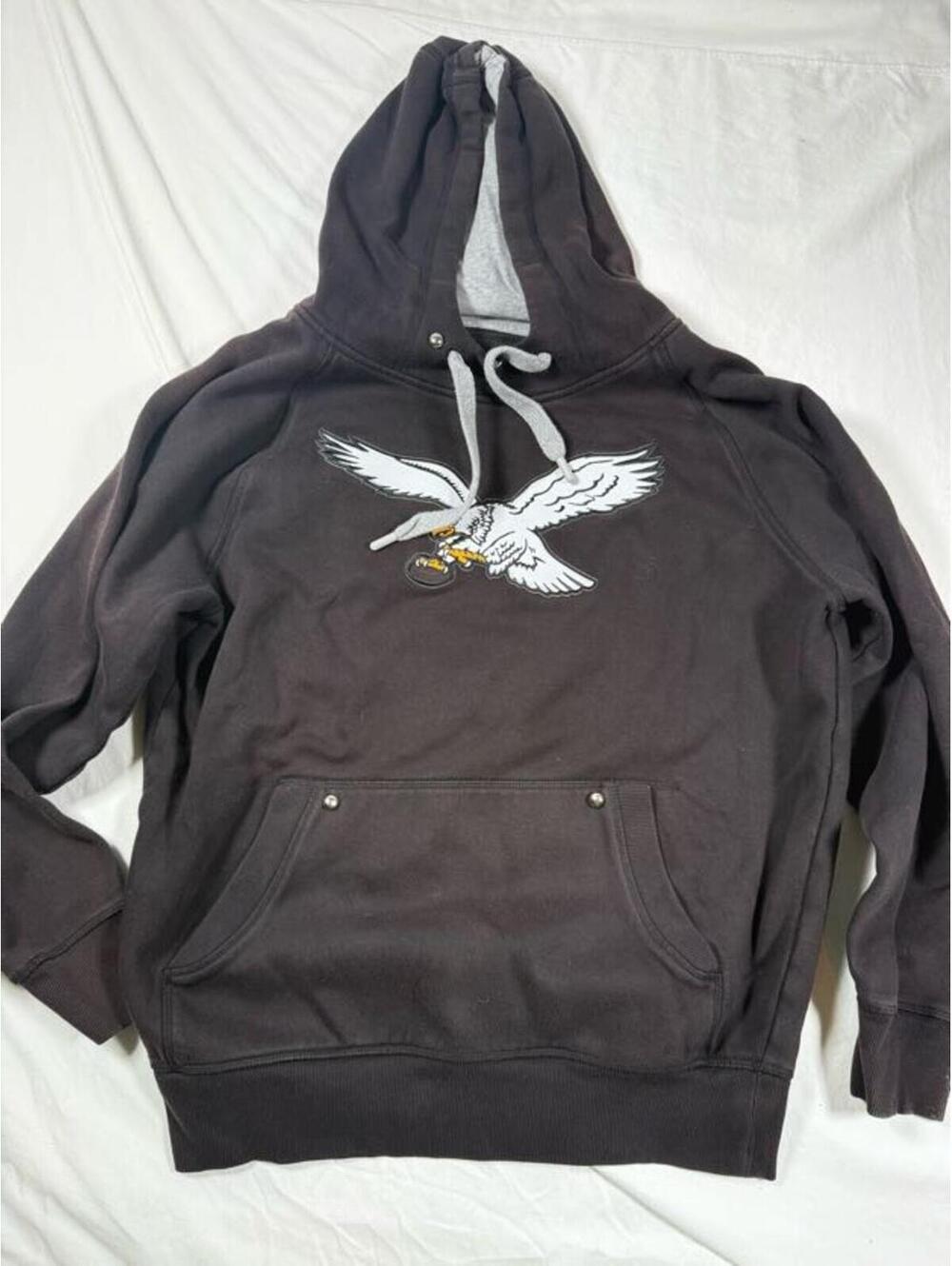 Antigua Medium Black Hoodie with Eagle Graphic Medium
